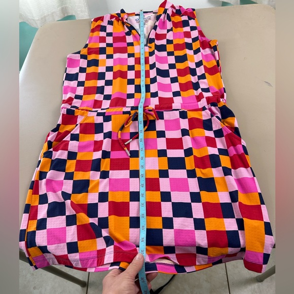 IBKUL Annalise Drawing Sleeveless UPF50+ Golf Dress Pink Blue Checker Medium - Picture 6 of 13